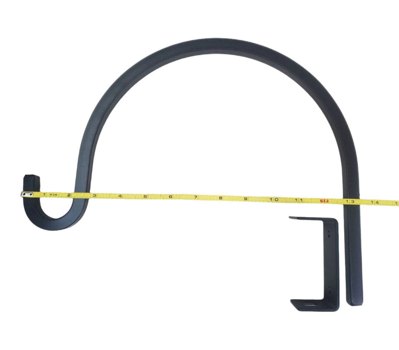 Side view of Plant Hanger 13 1/2 Inch with 3 1/4 in. Bracket showing measurement tape for size reference. Perfect for lawn and garden décor.