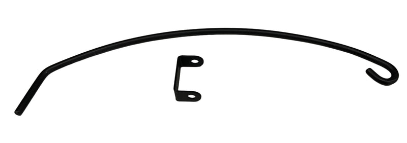 18-inch rounded iron swivel plant hanger with mounting bracket, perfect for garden or patio plant support installations.