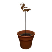 Skunk Design Garden Stake displayed in a flower pot, showcasing its 8x30-35x3/16 in. size and suitability for outdoor garden decor.