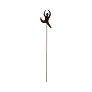 Rustic Dancer Garden Stake with abstract silhouette design, measuring 6 3/8 in. W x 30 in. H, ideal for outdoor rustic decor accents.