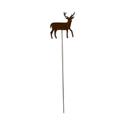 Deer Garden Stake - Decorative Yard Art | Metal Stake featuring a rusted deer silhouette on a tall metal rod, ideal for outdoor garden decor.