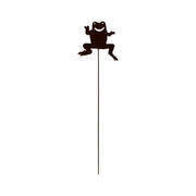 Garden Frog Stake - Decor | Metal Ornament for Outdoors featuring a black silhouette frog on a tall metal rod, ideal for garden decoration.
