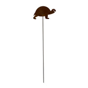 Turtle Garden Stake - Turtle Garden Stake | 10x30 inches features a rusted metal turtle silhouette on a tall stake, ideal for outdoor garden decor.