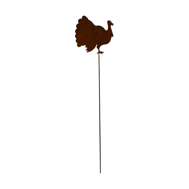 Rust-free 30-inch Turkey Garden Stake for outdoor decor, featuring a silhouette turkey design ideal for autumn garden accents.