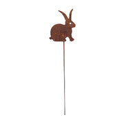 Rusted Bunny Garden Stake - Perfect for Outdoor Decor, featuring a rustic metal rabbit silhouette on a tall stake for garden charm.