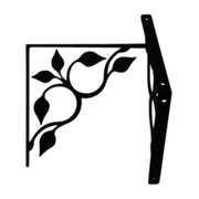 Side view of Leaf Fan Shelf Bracket Medium showing sturdy black metal construction with elegant leaf pattern for wall-mounted shelves.