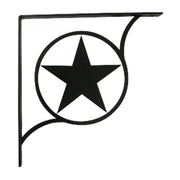 Single Western Star Shelf Bracket Medium in black with circular star motif, designed for decorative and sturdy shelf mounting.