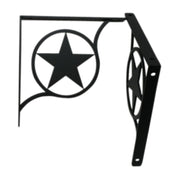 Western Star Shelf Brackets Medium pair in black metal with star design, ideal for rustic or western-themed shelving support.