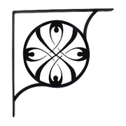 Single small ribbon shelf bracket featuring a black ornamental ribbon design, 5 1/4 in. bracket for stylish and sturdy shelf reinforcement.