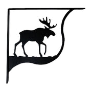 Side view of Moose Small Shelf Bracket featuring a black moose cutout, perfect for decorative and sturdy shelf installation.