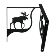 Moose Shelf Brackets Large (pair) featuring a black metal moose silhouette design, ideal for rustic home or office shelving decor.