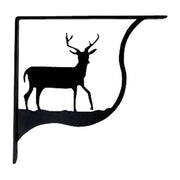 Decorative deer shelf bracket in black metal, perfect for small shelf installations and rustic-themed hardware accessories.