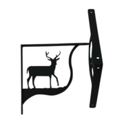 Small shelf bracket with deer silhouette design in black metal, ideal for 5 1/4 in. compact shelving in home or office décor.