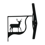 Black metal Deer Shelf Bracket Medium featuring a silhouette of a deer, ideal for rustic home or office shelving decor.
