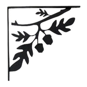 Single Small Acorn shelf bracket with intricate oak leaf and acorn silhouette, crafted in black metal for stylish and stable shelf mounting.