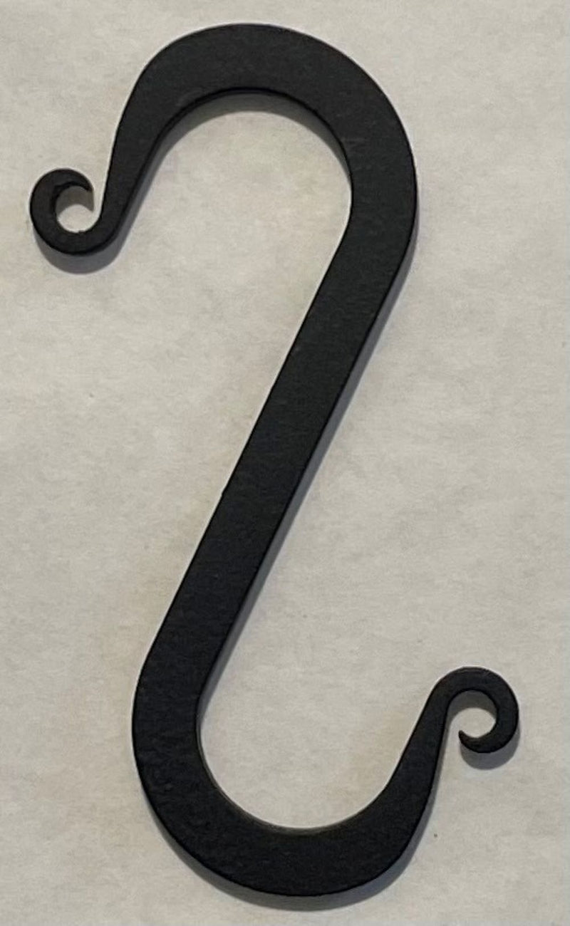 Close-up of a black 2-inch S Hook from a 6-piece set, designed for versatile storage and hanging solutions.