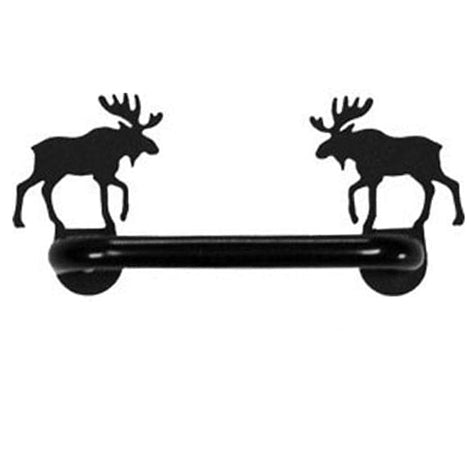 Black cabinet pull handle with moose silhouettes, ideal for rustic or lodge-style cabinet hardware upgrades.