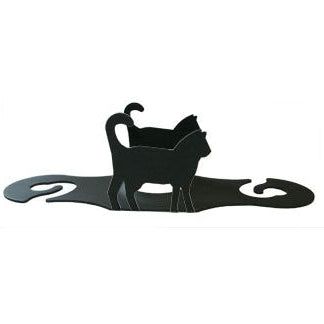 Decorative Cat Wine Caddy wine rack with dual black cat silhouettes, crafted from metal for stylish wine storage and display.