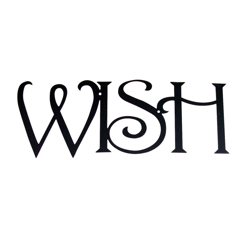 Wall Art WISH - Decorative Wall Art in black metal script, 14x5 in. Ideal for adding charm to home or office décor.