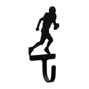 Football Player Wall Hook - Small Right-Facing in black metal, ideal for compact wall decor and utility storage in home or office spaces.