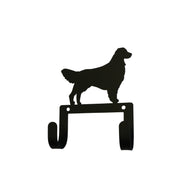 Dog Leash Collar Hook - Secure Wall Mount with black metal silhouette of a retriever dog and two hooks for durable leash storage.
