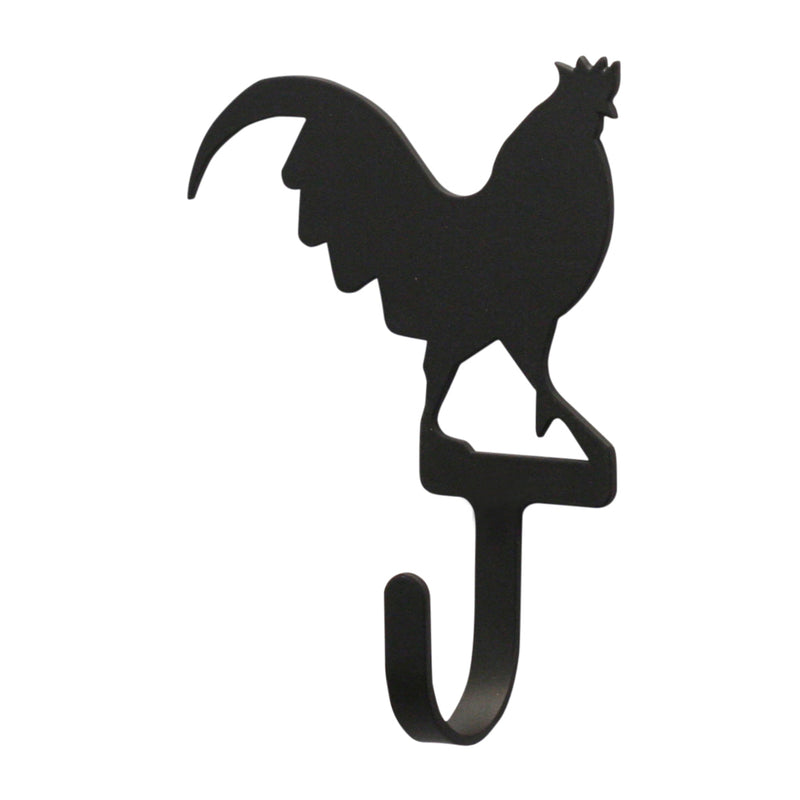 Magnetic Hook - Rooster design in black metal, ideal for secure hanging on refrigerators or metal surfaces in home and garden decor.