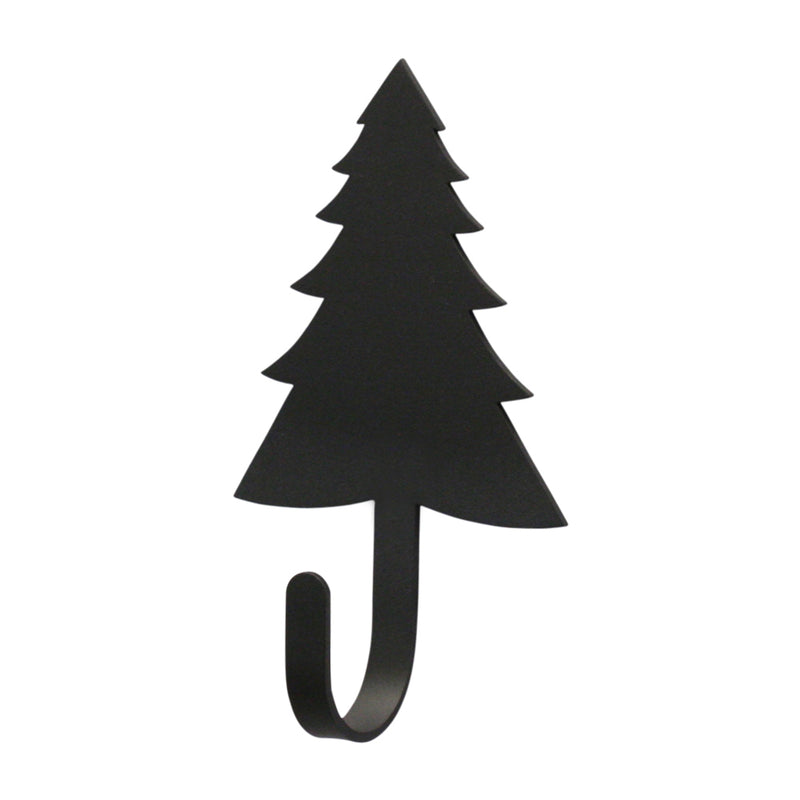 Pine Tree Magnetic Hook in black metal with 5/8 in. depth, ideal for organizing holiday decor on refrigerators or metal surfaces.