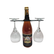 Lighthouse Wine Caddy holding a wine bottle and two glasses, ideal for elegant wine display and storage in home bar or kitchen decor.