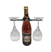 Grapevine Wine Caddy holding a wine bottle and two glasses, ideal for elegant wine presentation in kitchen or dining room decor.
