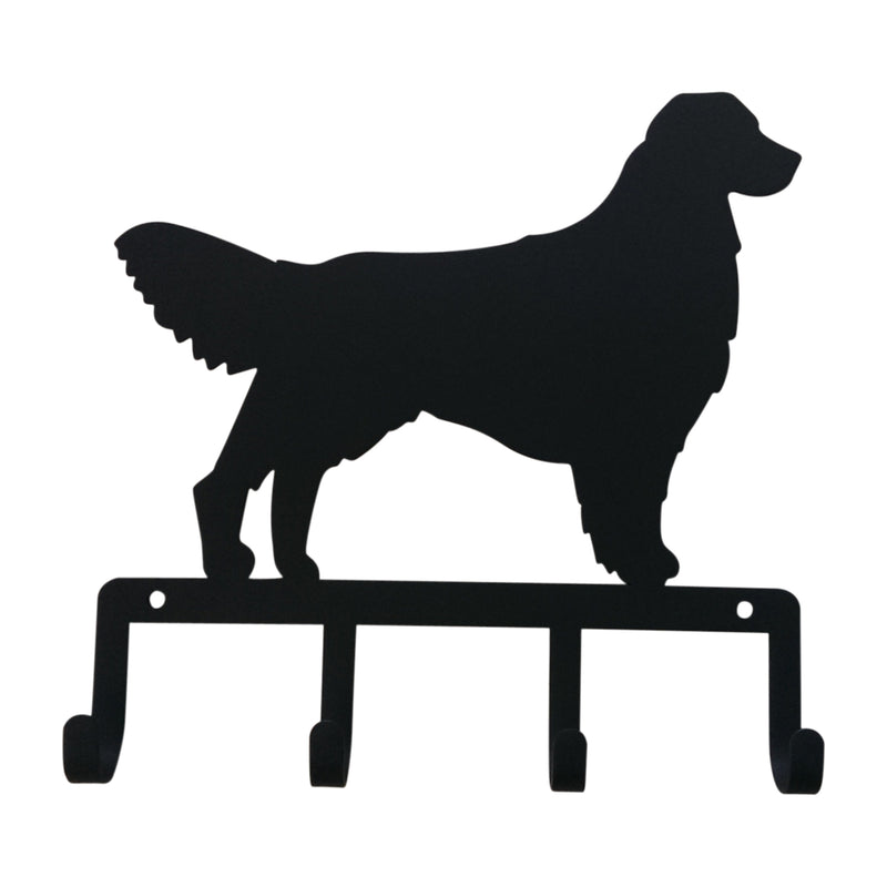 Dog Key Holder - Retriever Design with four hooks and a black silhouette of a retriever, ideal for organizing leashes or keys in pet-friendly homes.