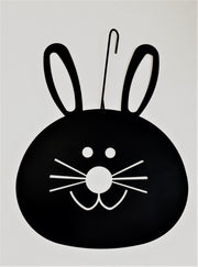 Black Bunny Head Decorative Hanging Silhouette featuring a hook for easy display, perfect for garden or porch seasonal decoration.