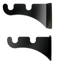 Side-by-side view of Curtain Brackets For Two 1/2 Inch Rods in black finish, showcasing left and right bracket design for dual rods.