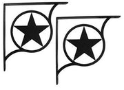 Set of two Western Star Shelf Brackets Medium featuring black star cutout design, perfect for home or office shelf reinforcement.