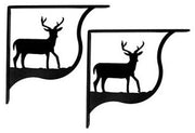 Pair of Deer Shelf Brackets Large with black deer silhouette design, perfect for reinforcing shelves in home or office settings.