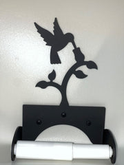 Elegant Hummingbird Toilet Tissue Holder and Roll with floral cutout design, crafted for home & garden bathroom accessory collections.