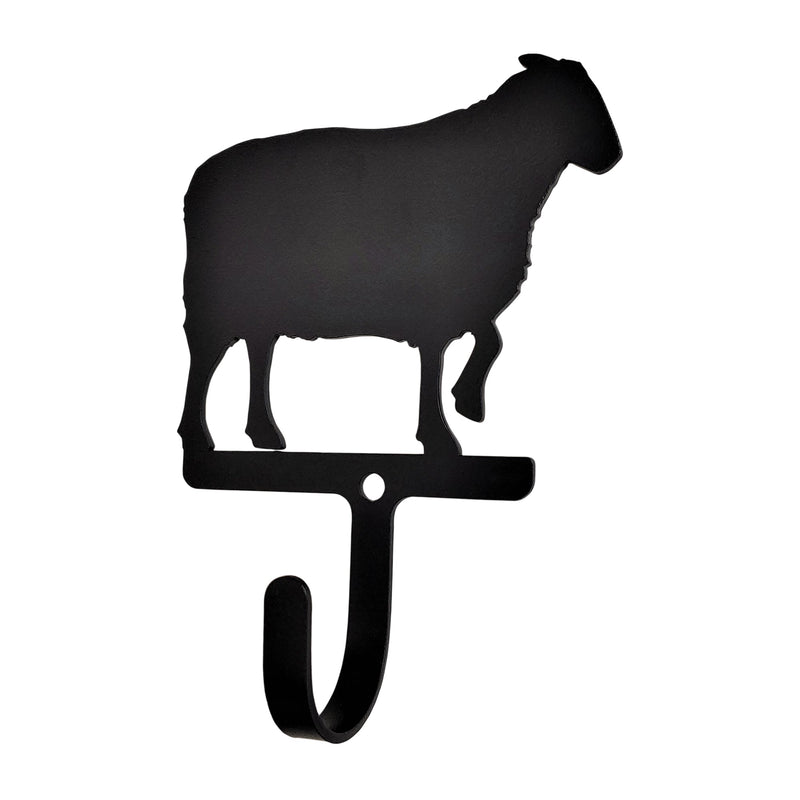 Sheep Male Wall Hook Small in black metal with silhouette design, ideal for organizing items in home and garden utility spaces.