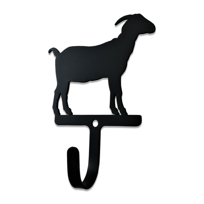BILLY GOAT Wall Hook Small in black metal features a goat silhouette atop a sturdy utility hook for stylish home storage. Ideal for entryways or kitchens.