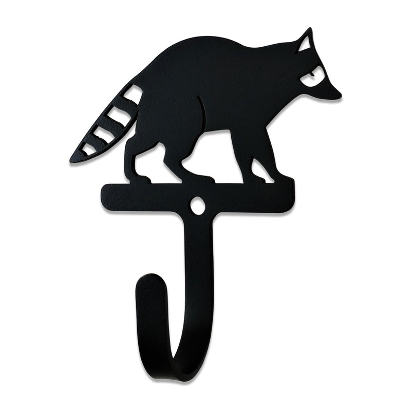 Raccoon Wall Hook Small in matte black metal with a silhouette design, ideal for organizing keys, bags, or accessories in home entryways or bedrooms.
