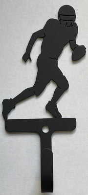 Close-up of Football Player Wall Hook - Small Right-Facing, showcasing detailed silhouette and sturdy hook for organizing items in small areas.