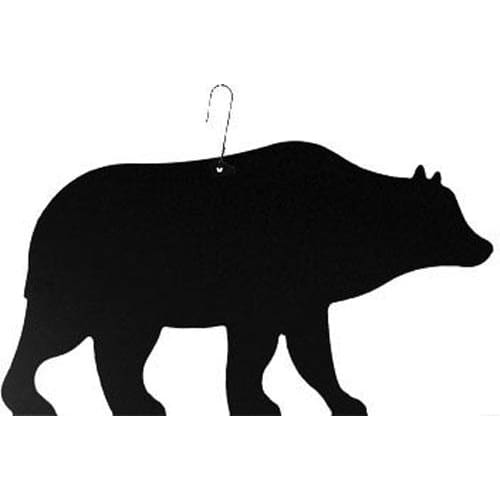 Black Bear Hanging Silhouette Decoration with curved hook, perfect for outdoor or indoor nature-themed decorative plaques.