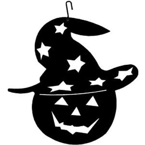 Pumpkin Hat Hanging Silhouette Decor with hook for easy hanging, showcasing festive Halloween design for home and garden use.