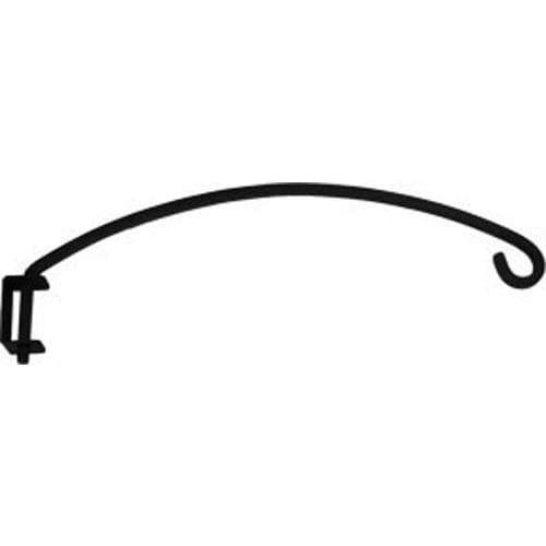 Side view of 18 inch iron plant hanger bracket with sleek curved design, perfect for hanging planters in home and garden settings.