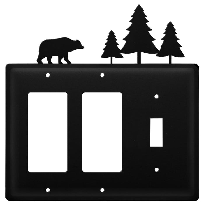 Triple Bear & Pine Trees Double GFI and Single Switch Cover CUSTOM Product