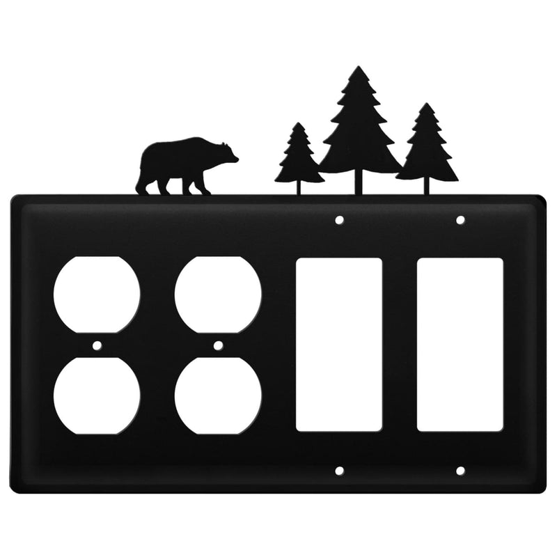 Quad Bear & Pine Trees Double Outlet and Double GFI Cover CUSTOM Product