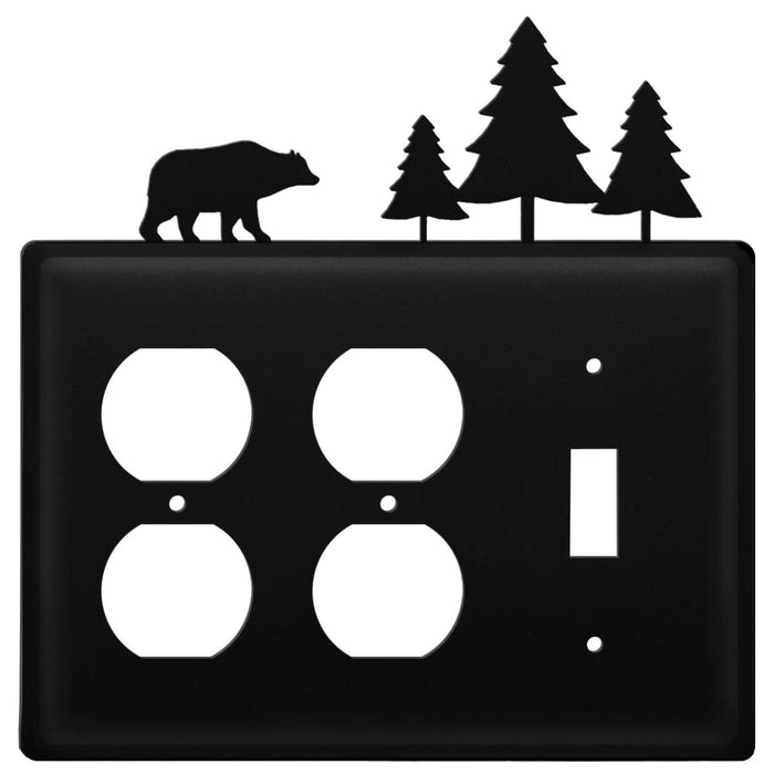 Triple Bear & Pine Trees Double Outlet and Single Switch Cover CUSTOM Product