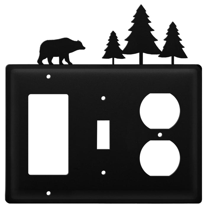 Triple Bear & Pine Trees Single GFI Switch and Outlet Cover CUSTOM Product