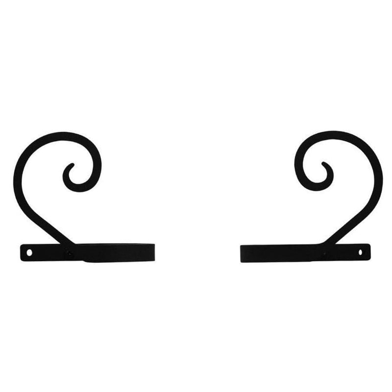 Pair of Scroll Curtain Tie Backs featuring symmetrical black scrollwork, perfect for decorative window treatment in home decor settings.