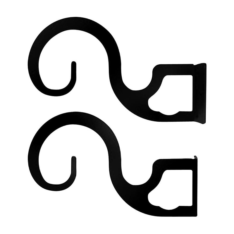 Black curtain brackets designed to hold two or three 1 inch rods, ideal for layered window treatments in home decor setups.