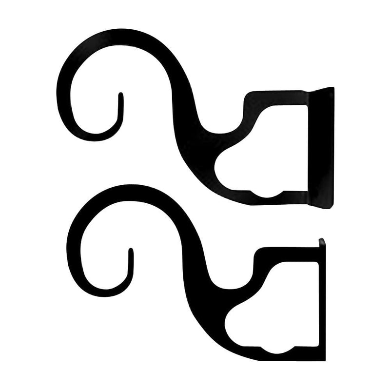 Black curtain brackets for two or three 3/4 inch rods with decorative scroll design, ideal for window treatment support in home decor.