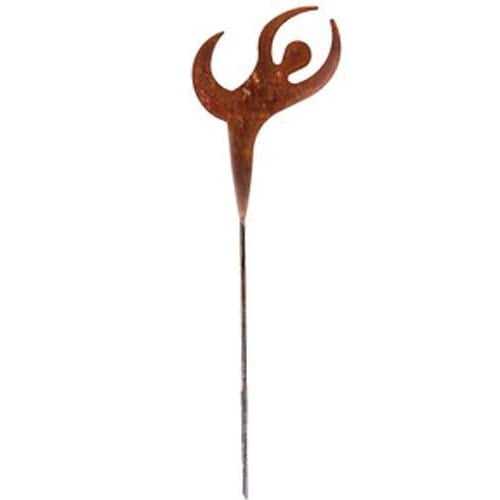 Dancer Garden Stake in rustic finish, featuring a graceful figure for lawn ornaments and garden sculptures, 30 in. tall metal decor piece.